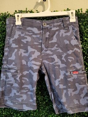 Levi's Boys Blue and Gray Camo Cargo Shorts (Size12) Adjustable Waist